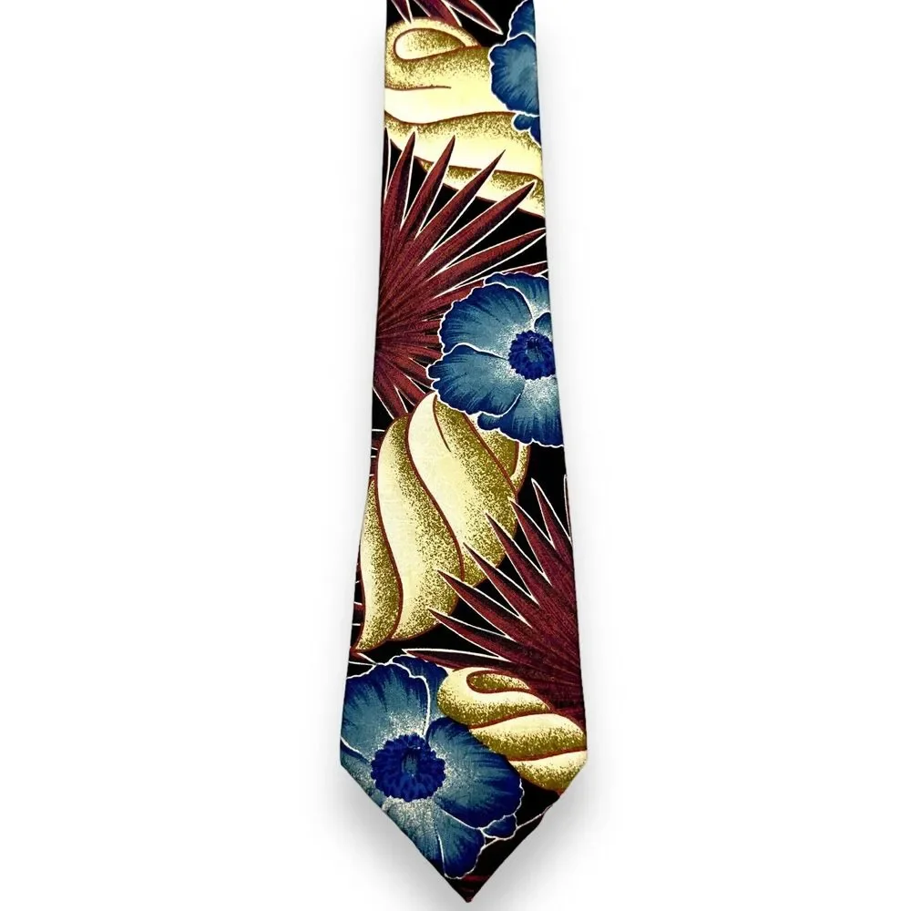 Je Suis Mens 100% Silk Dress Tie Made in USA Floral Seashell Print 56